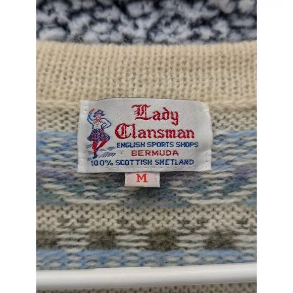 VTG Lady Clansman Cardigan Womens M Floral Grandma Cottagecore Scottish Wool - Picture 10 of 10